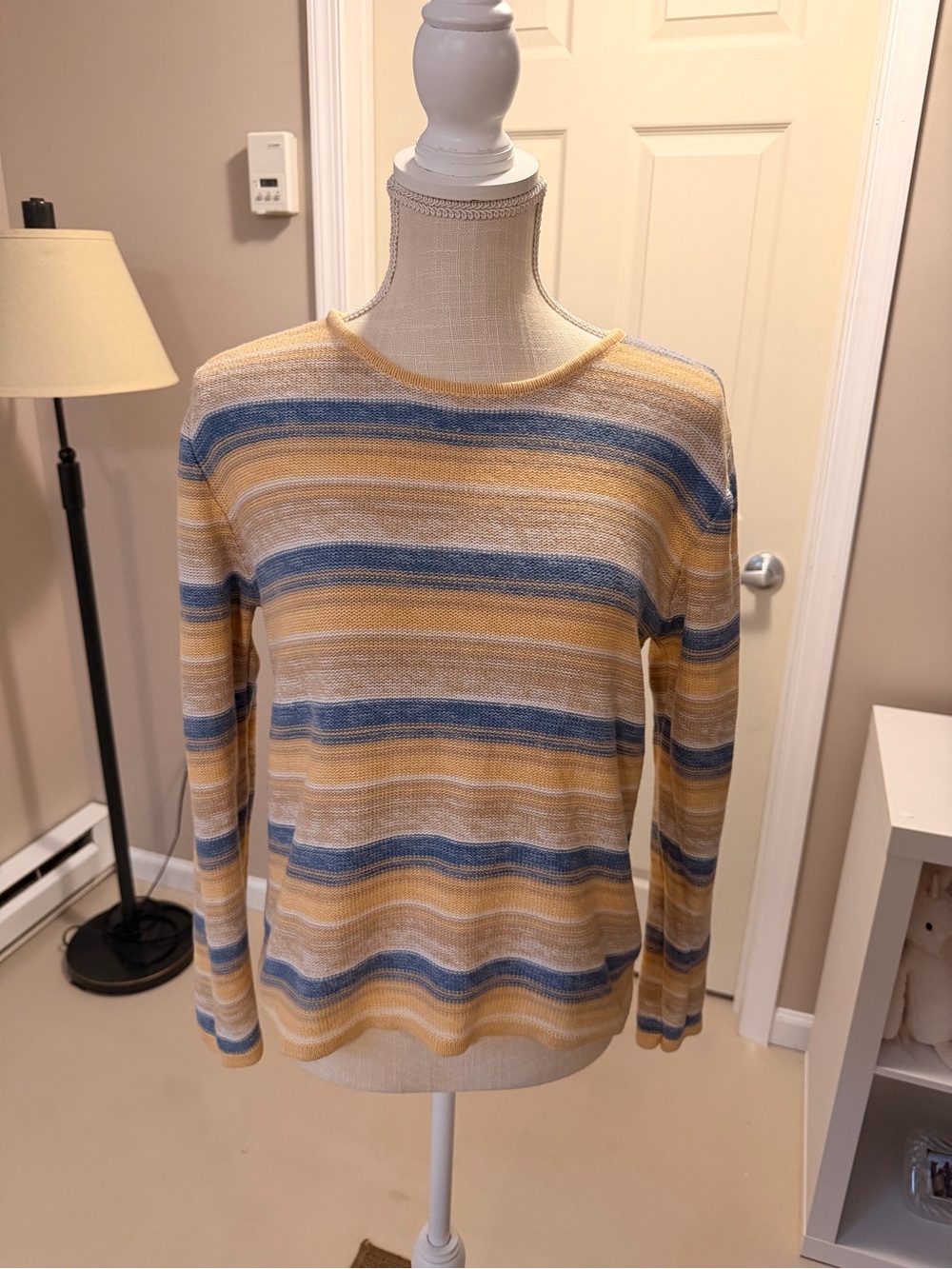 Christopher & Banks Striped Knit Sweater in Yellow, Blue & Cream